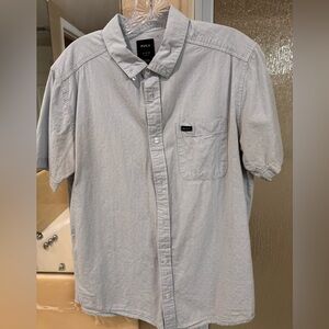 RVCA Men's Light Gray Casual Button Down Shirt